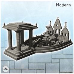 1-PREM.jpg STL file Traditional fountain with columns and large basin (11) - Modern WW2 WW1 World War Diaroma Wargaming RPG・3D print design to download