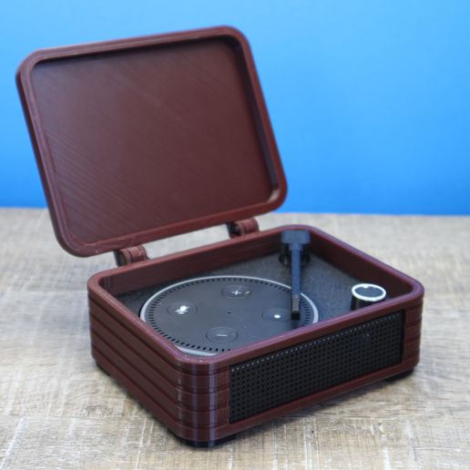 IMG_7940.jpg Echo Dot 2nd Generation Holder Amazon Alexa Stand Echo Dot Case Cool Record Player Turntable Gift Wood Vintage Decor Theme Echo Dot Mount