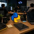 Modern-startup-workspace-with-coding-ambiance.webp Python Logo Desk Clock – 3D Printable Coding Workspace Decor