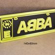 abba-grupo-musica-canciones-chiquitita-3.jpg Abba mini license plate logo, poster, sign, signboard, music, band, group