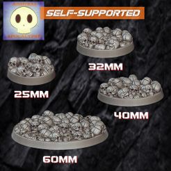 Diapositiva1-01.jpg STL file Skull Pile Base Bundle (25, 32, 40 & 60mm round)・3D printing idea to download