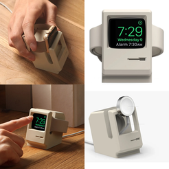 Collage.png STL file Apple watch charger holder・3D printable design to download