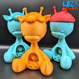 GIRAFFE-16.jpg Файл STL Солнечный милый Жираф с подсолнухами, розами и большим сердцем для печати на месте без опор・Шаблон для 3D-печати для загрузки