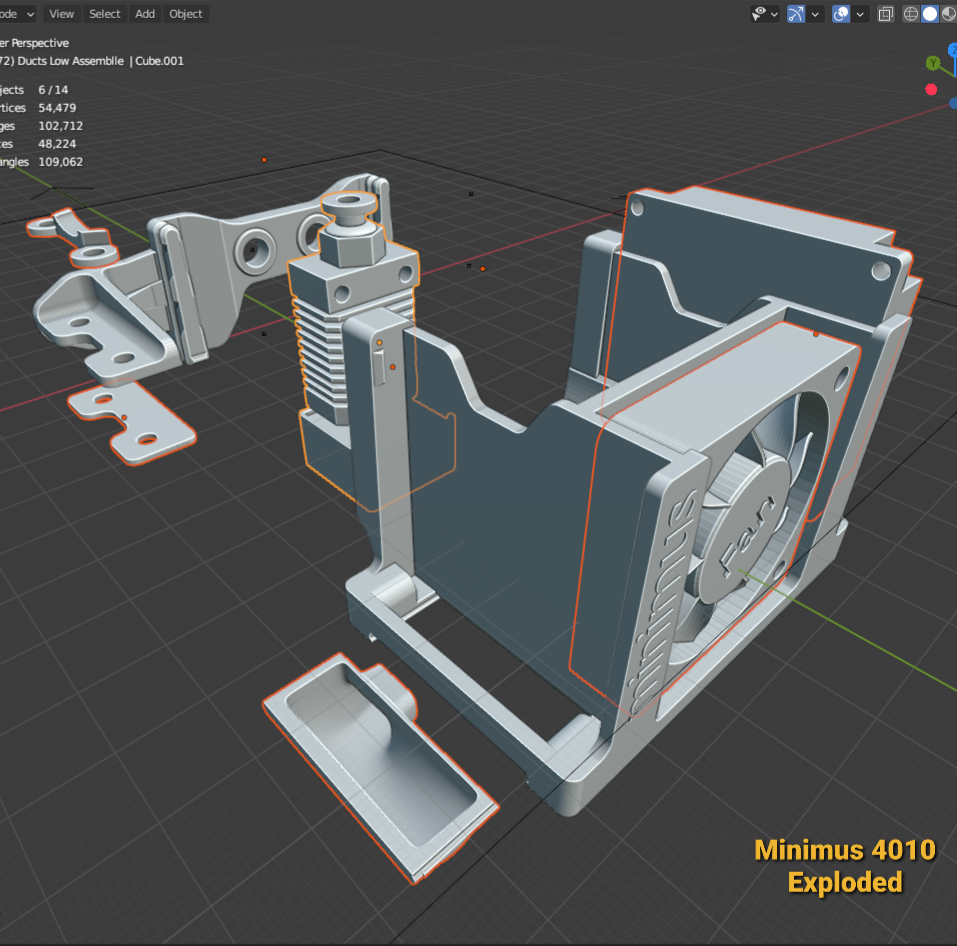 a se Roa a eae) Det! pee aan tbe a Coom IEC! Seem LE) CET} Se rrs Serr Minimus 4010 Exploded Free 3D file Backplate for Minimus Hotend Cooler System・Model to download and 3D print, Rogue_Designs