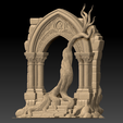 fyu.png Ancient Gothic Archway Entwined with Tree – Free 3D Printable Sculpture