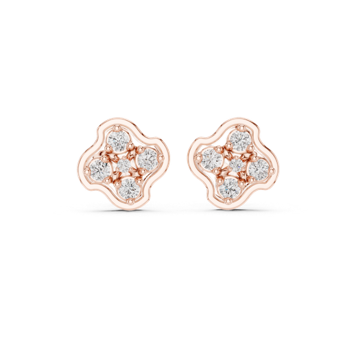 Quatrefoil Five-Stone Floral Stud Earrings 3D Model 3D model