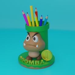 goomba_portalapices.png pencil holder GOOMBA, SUPER MARIO BROS