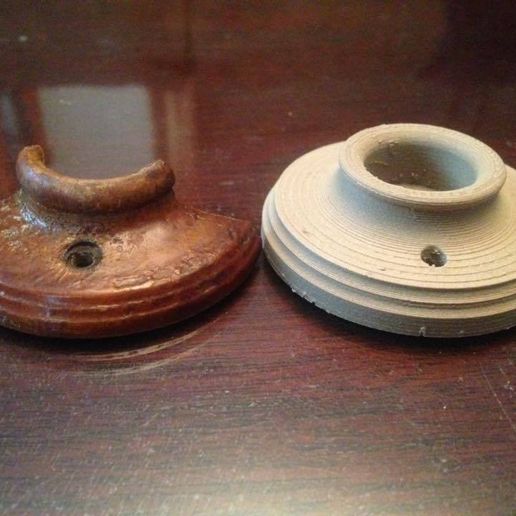 Antique wooden doorknob and rosette 3D model