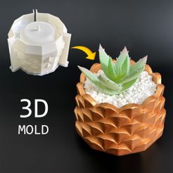 Cement-Geometric-Pot-use-3D-mold-printing-11.jpg STL file Geometric Crown Pot mold - Include Pot file for print - You can make pots of any size you want for your plants・Template to download and 3D print, MegArt3D