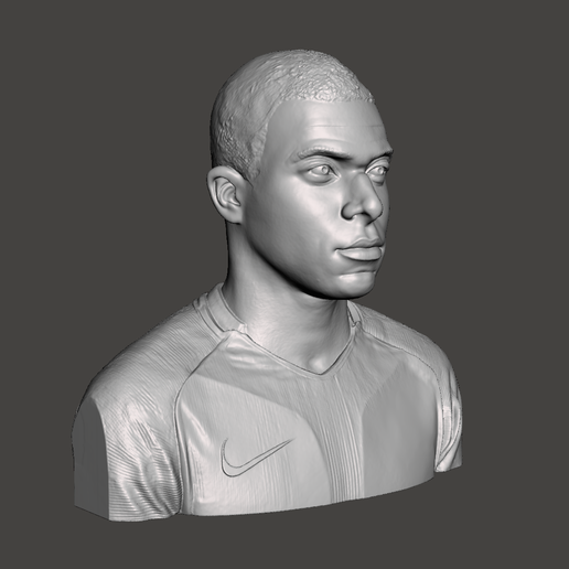 Kylian Mbappé Portrait Bust Sculpture for 3D Printing