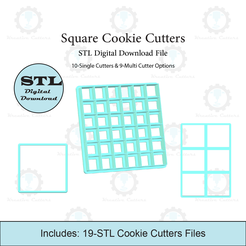 Etsy-Listing-Template-STL.png Square Cookie Cutters | 10-Single Cutters & 9-Multi Cutter Options | STL File