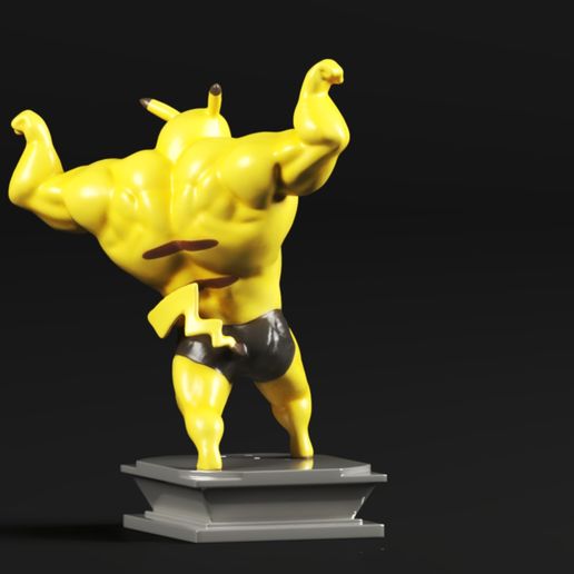🐉 Pokemon Muscle Style Characters Bodybuilder Pikachu・ STL File for 3D ...