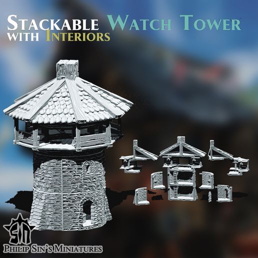 3D file Stackable Watch Tower with Interiors ⌚ ・3D printing idea to ...