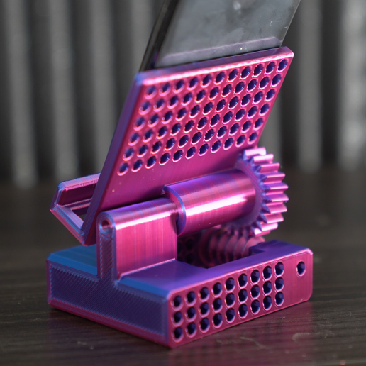 1.png Archivo 3D Soporte de teléfono de engranaje de gusano (impresión en el lugar)・Modelo de impresora 3D para descargar, 3dprinteracademy
