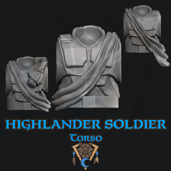 HS_torso_square.png 3D file Highlander Soldiers - Torso・3D print object to download