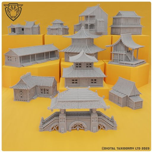 Japanese Architecture Building Pack STL - Feudal Village & Temple Bundle