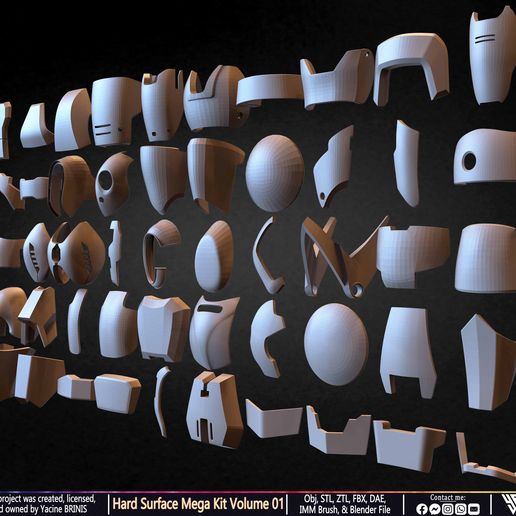 🤖 Hard Surface Mega Kit & IMM Brushes Volume 01・ 3D File for 3D ...
