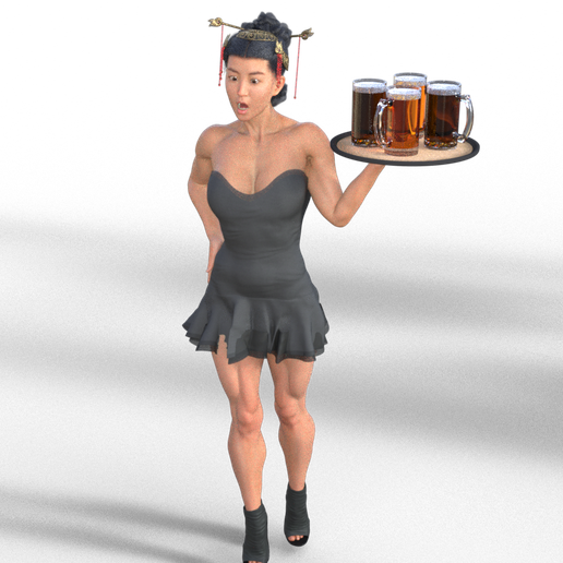 waitress.png sexy Surprised waitress touches her butt