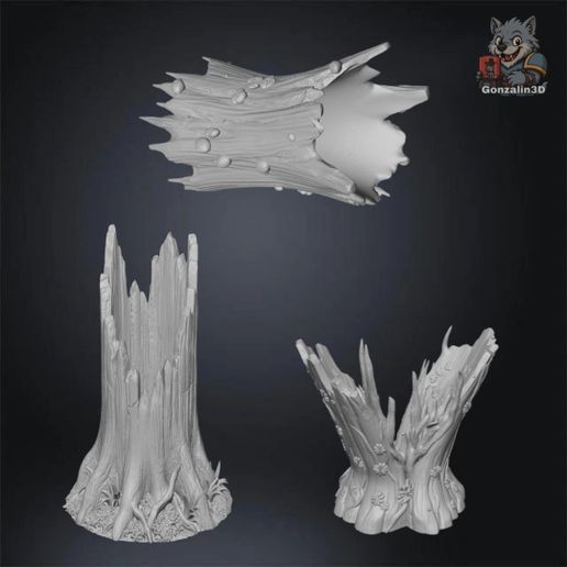 Set of 3 broken logs - Broken Log Bits