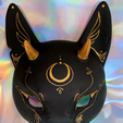 06.png Japanese fox kitsune mask with horns for cosplay