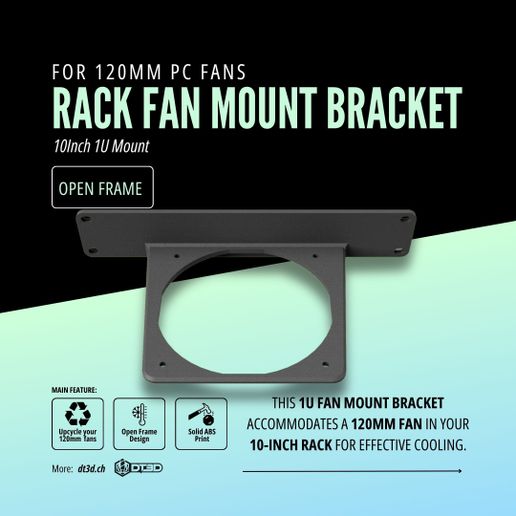 3.jpg 10-Inch 1U Rack Mount Fan Bracket for 120mm PC Fans - STL & 3MF Files, Custom Design for Homelab Cooling, Edge Computing, AI Rack Solutions, High-CFM Modular Build