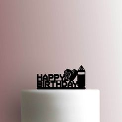 JB_Boxing-Happy-Birthday-225-B093-Cake-Topper.jpg STL file HAPPY BIRTHDAY BOXING TOPPER・3D printable model to download