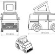 CAMPERVAN-MAIN-UPPERBED-DIMENSIONS.jpg Campervan Toy. Full Set. Surfboard, Luggage, Bed and Tent.
