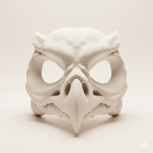 Owl skull mask - Halloween, spooky, scary, horror, creepy, haunted, October 31, trick or treat, pumpkin, jack o’ lantern, jackolantern, ghost, skeleton, skull, zombie, witch, vampire, monster, mummy, Frankenstein 3D Model 3D model