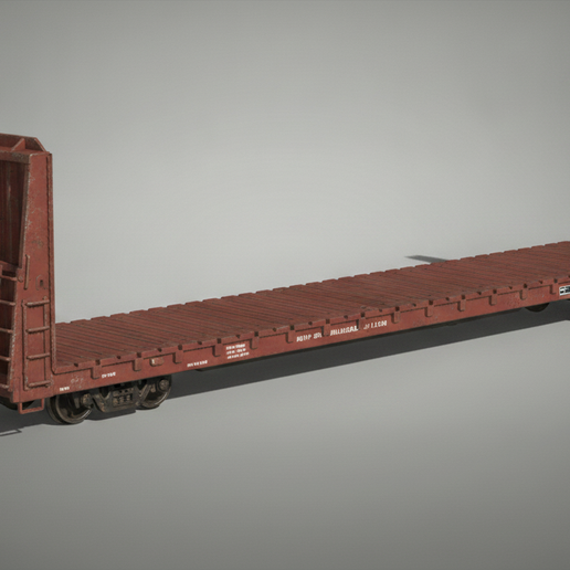 Bulkhead Flatcar – Heavy-Duty Railway Freight Car STL 3D Print Model