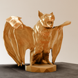 6.png Flying fox bat screaming low poly stl