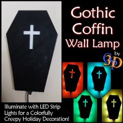 Coffin-Light-IMG.jpg Archivo STL Gótico Ataúd Vampiro Lámpara de Pared para LED Tira de Luces Decoración de Halloween・Modelo para descargar y imprimir en 3D
