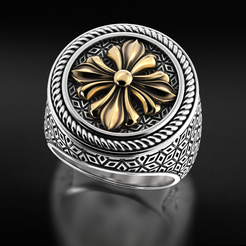 CG-render.1949.png STL file Stylish signet ring with vintage patterns 655・Design to download and 3D print
