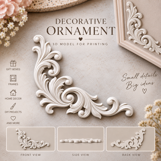 Baroque Decorative Side Flourish Ornament