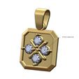 Clover-cross-diamond-cluster-Square-13x13mm-emrald-shaped-pendant-charm-00.jpg Clover cluster square emrald shaped pendant charm with bail 3D print model