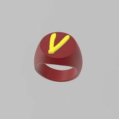 Bague-V.jpg STL file Ring letter V・Template to download and 3D print