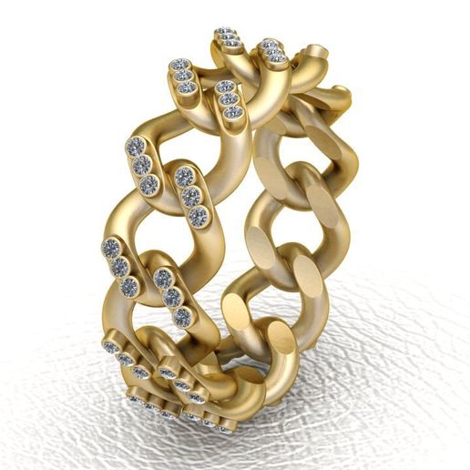 Chain Style Cross Zircon Open ring pendant  3d printable model 3D model