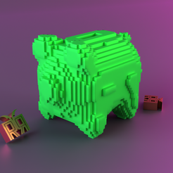 render.png Fichier STL gratuit Tirelire à voxel・Idée pour impression 3D à télécharger