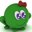 2.jpg Cute Green Character with Bow 3D Model