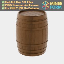 Detailed-Wine-Barrel.jpg 50mm Fantasy Mini Highly Detailed Medieval Wine Barrel for D&D Tabletop Wargame Terrain MineeForm FDM 3D Print STL File