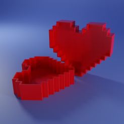 PIXELHEART_RENDER.jpg Archivo STL gratis Pixel Heart Box・Diseño por impresión en 3D para descargar