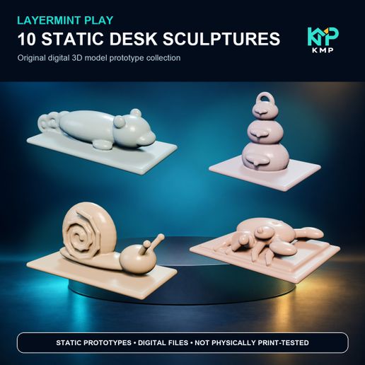 LayerMint Play — 10 Original Static Desk Sculpture STL Prototypes