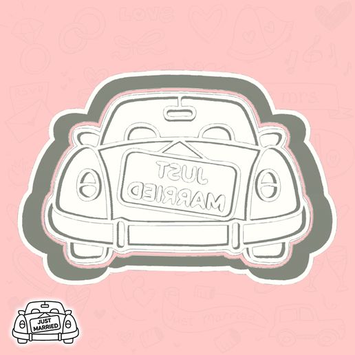 Wedding Day cookie cutters - wedding car (just married) (style 1)