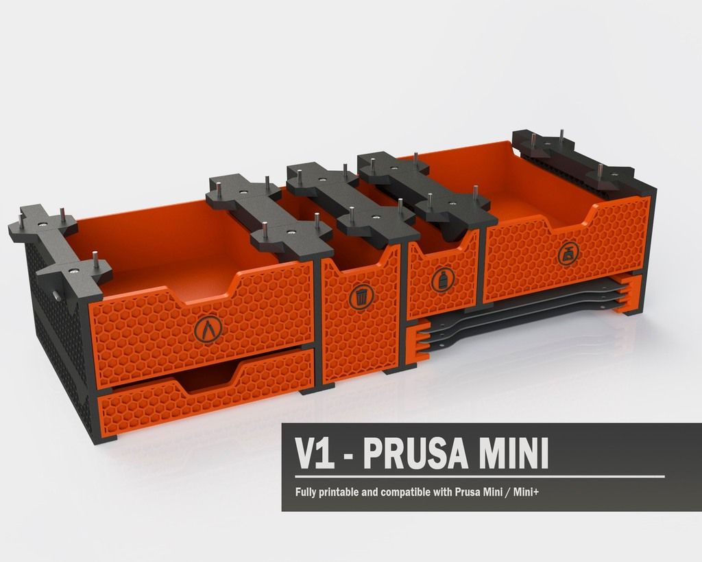 V1_-_Prusa_Mini.jpg Télécharger fichier 3MF Tiroirs d'imprimante pour table basse Ikea • Plan à imprimer en 3D, SolidWorksMaker