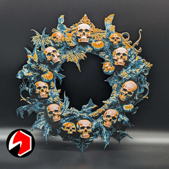 wreath.png Halloween Skulls & Pumpkins Wreath, Hueforge Painting, Art Plates, ErickDRedd 3D Designs