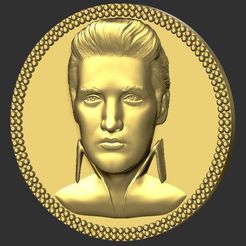 1.jpg Télécharger fichier OBJ Pendentif médaillon Elvis Presley prêt pour l'impression 3D formats stl obj • Modèle à imprimer en 3D, PrintedReality