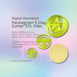 Cover-7.png Clay Cutter STL File - Pentagram 3 - Halloween Whimsigoth Earring Digital File Download- 8 sizes and 2 Cutter Versions, cookie cutter