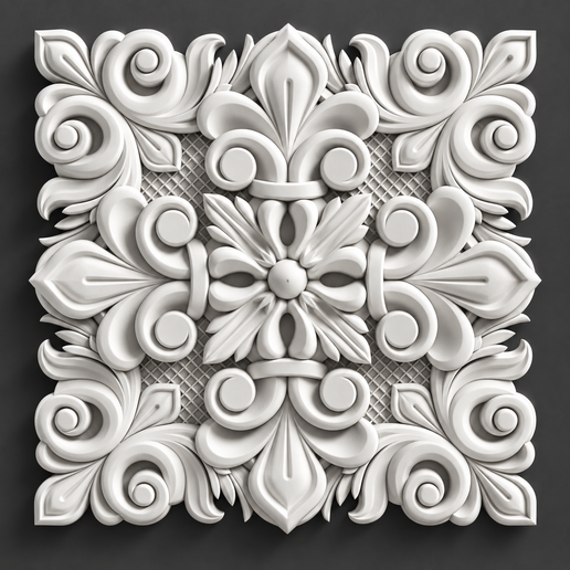 Baroque Scroll and Fretwork Plaster Relief Wall Panel