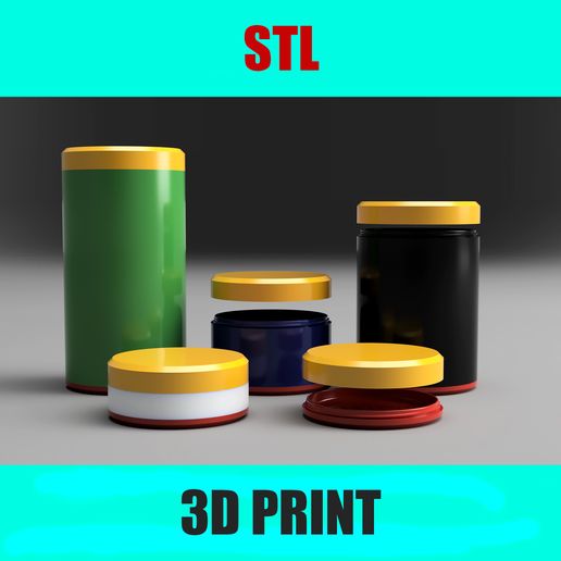 Big Modular Storage Tube with Screw-On Lid & Base 3D Printed 3D model