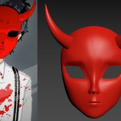 1.jpg Yuppie Psycho red devil mask with horns STL 3D print model