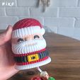 christmas_containers_hiko_-34.jpg Père Noël et Bonhomme de neige - Récipient tricoté multicolore de Noël - Supports non nécessaires